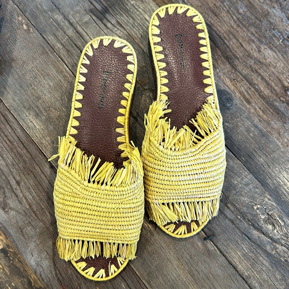 Yellow Raffia sandals